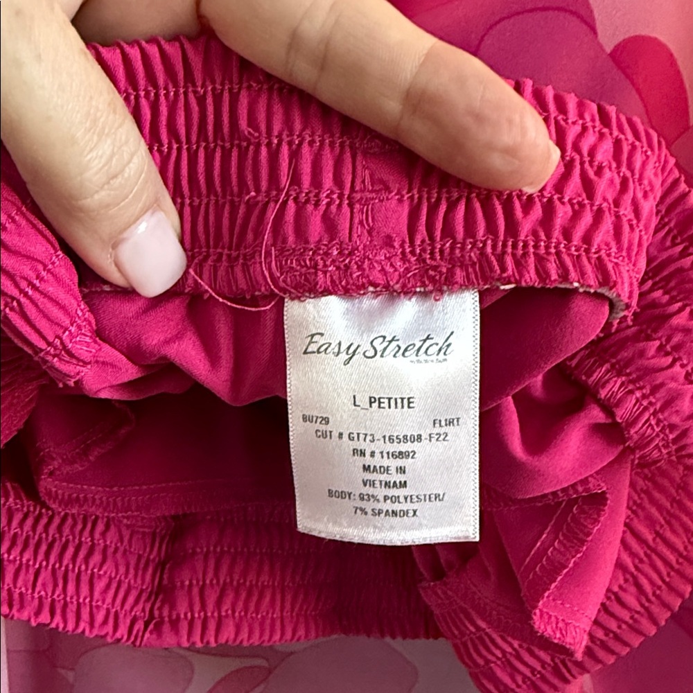 Easy Stretch L Petite Hot Pink Smocked Waist Skirt